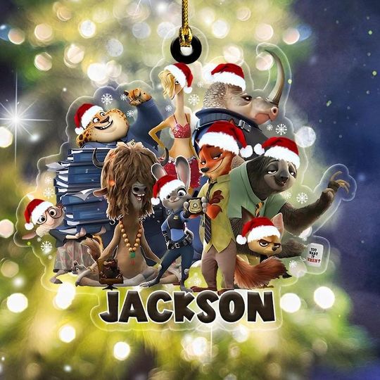 Discover Custom Disney Zootopia 2 Nick Judy Gary Ornament, Personalized Disney Zootopia 2 Christmas Ornament, Nick And Judy Christmas Gift For Kid