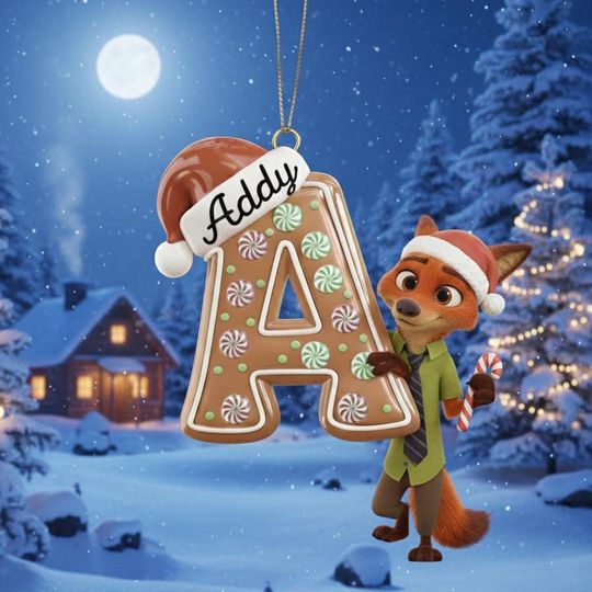Discover Custom Nick Wilde Letter Christmas 2D Ornament, Zootopia Cookie Ornament, Custom Disney Ornament, Cute Custom Christmas Tree Gift AXLC33