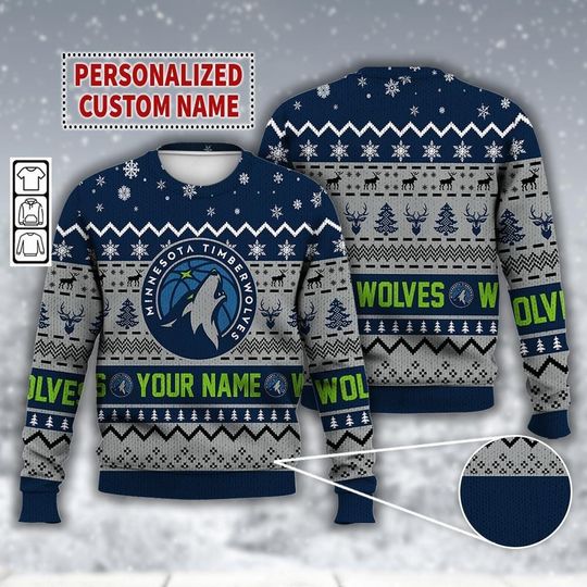 Custom Minnesota Basketball Ugly Christmas Sweater, Timberwolves Christmas Hoodie, Minnesota Fan Gifts Shirt, Basketball Christmas