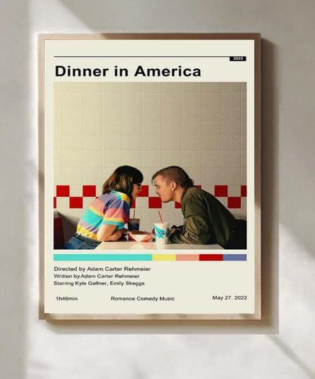 Discover Dinner in America Movie Poster Vintage Minimalist Wall Art Home Decor Personalized Print