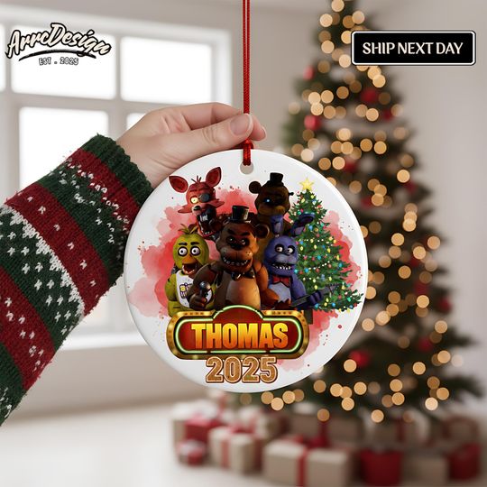 Discover Personalized Freddy Ceramic Christmas Ornament: Fan Holiday Decor