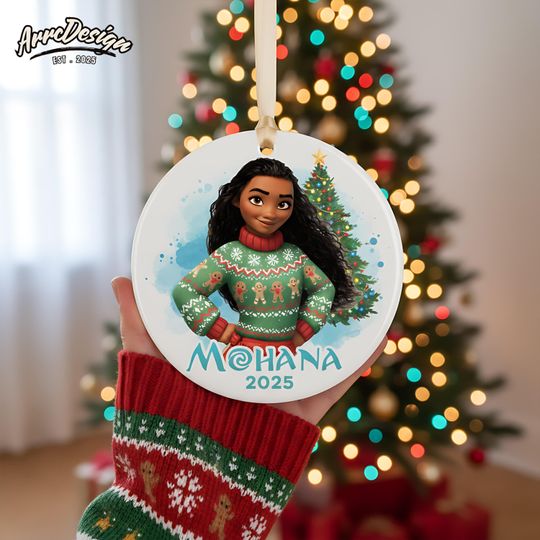 Discover Custom Green Moana Ornament: Personalized Disney Christmas Ceramic Keepsake