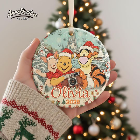 Discover Personalized Cartoon Friends Christmas Ornament: Custom Name Holiday Keepsake