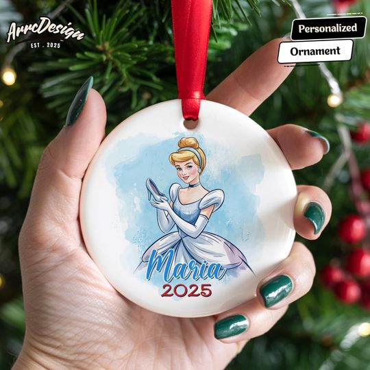 Discover Disney Princess Ornament, Cinde Inspired Ornament, Personalized Christmas Ornament Gift for Girls, Kids Holiday Tree Decor