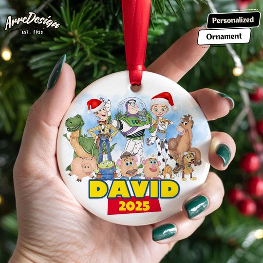Personalized Toy Story Ornament, Custom Name Christmas Ornament, Kids Holiday Keepsake