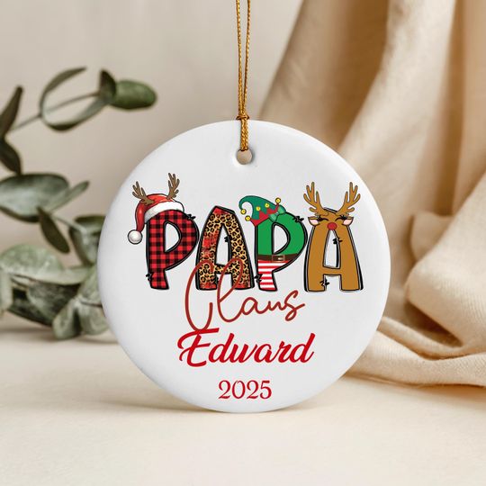 Discover Christmas Papa Claus Ornament, Personalized Dad Christmas Decor, Custom Family Ornament, Christmas Gift for Dad, Our First Christmas- Ananda