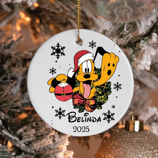 Discover Disney Pluto Christmas Ornament, Custom Pluto Decor, Disney Family Xmas Ornament, Disney 2025 Xmas Gift, Mickey and Friends Decor- Waltograp