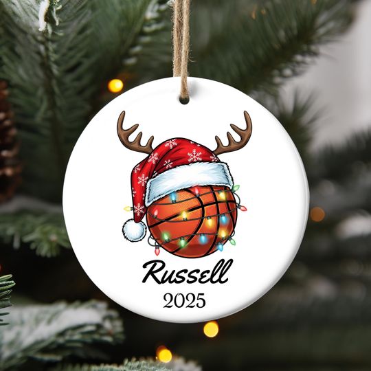 Discover Custom Christmas Basketball Ball Ornament, Personalized Santa Basketball Decor, 2025 Xmas Sports lover Ornament, Funny Xmas Holiday Decor