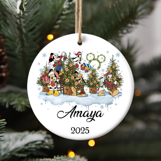 Discover Personalized Mickey and Friends Christmas Ornament, Disney Ornament Gift, Disney Xmas Tree Decor, 2025 Custom Family Holiday Ornament-Ananda