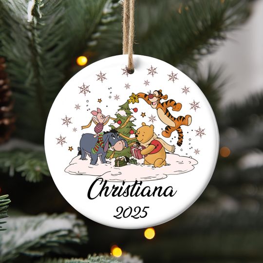 Discover Christmas Winnie The Pooh and Friends Ornament, Disney 2025 Xmas Family Holiday Ornament, Personalized Babys First Christmas Ornament-Ananda