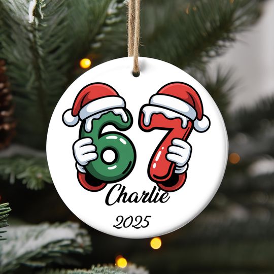 Discover Personalized Six Seven Christmas Ornament, Santa 6 7 Ornament, Custom 6-7 Keepsake for kids, Custom Family Gift, Trending Six Seven- Ananda