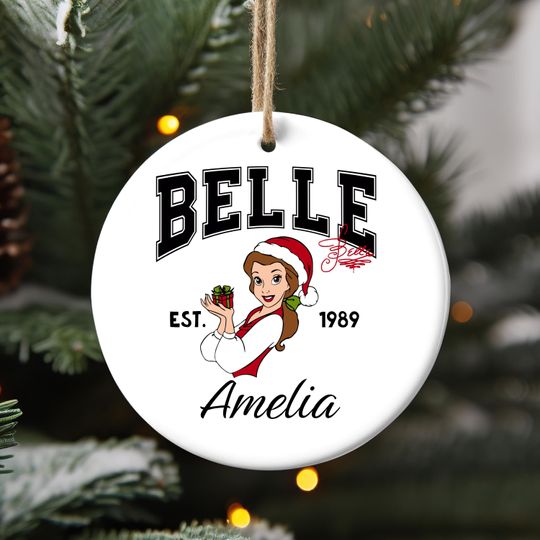Discover Personalized Christmas Princess Belle Ornament, Disney Christmas Princess  Squad Decor, Disney Birthday Girl Ornament, Merry Christmas Gift