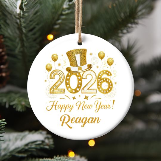 Discover Custom Happy New Year Ornament, Custom Christmas Ornament, Xmas holiday ornament, new year  Decoration, Personalized Family Ornament-Back To