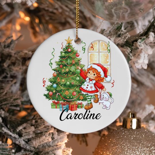 Discover Christmas Strawberry Ornament, Baby Girl Holiday Ornament, Custom Christmas Birthday Girl Gift, Xmas Cartoon 80s Decor,Xmas Movie Home Decor