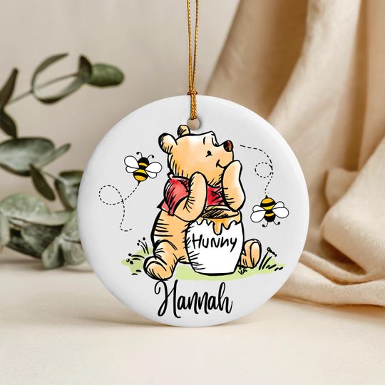 Discover Christmas Winnie The Pooh Ornament, Hunny Pooh Bear Decor, Disney Xmas Family Ornament, Personalized Babys First Christmas Ornament-Ananda