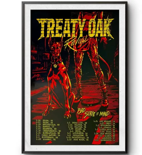 Discover Treaty Oak Revival Bad State of Mind 2025 Tour Vertical Poster
