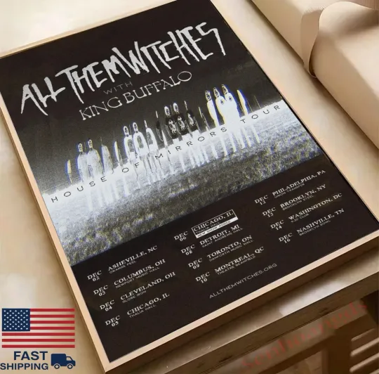 Discover All Them Witches House of Mirrors 2025 Tour Poster Premium Matte Vertical Poster