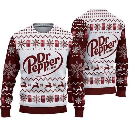 Dr. Pepper Christmas Sweater, Retro Holiday Knit Pullover