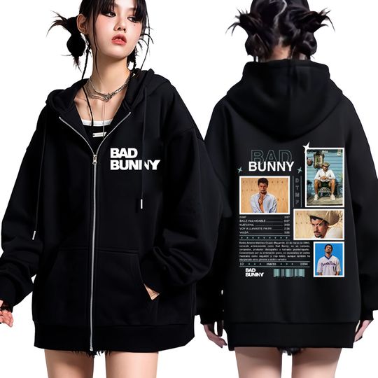 Bad Bunny Tour 2025 Double-Sided Zip Hoodie