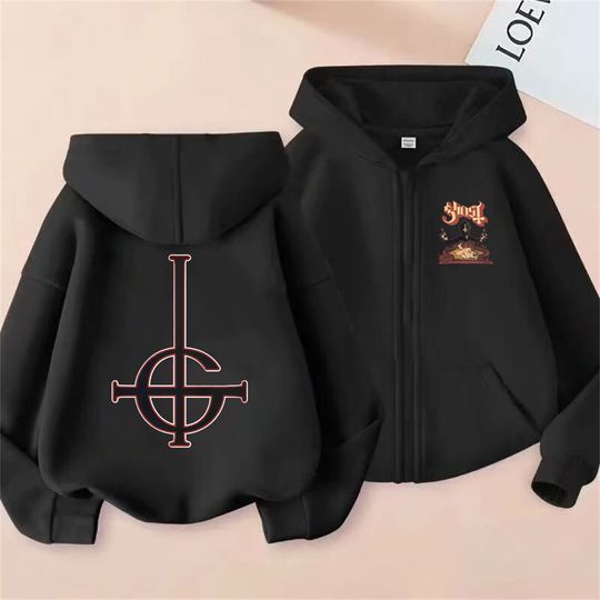 Ghost Band Skeleton Zip Hoodie Men Women Oversized Gothic Punk Metal Hip Hop Jacket
