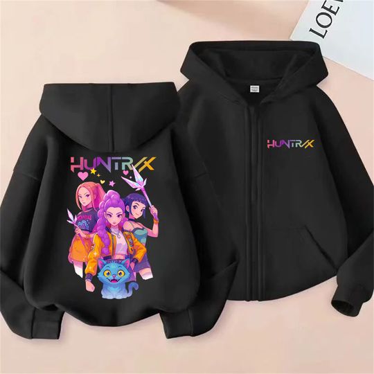Kpop Demon Hunters Rumi Mira Zoey Double Sided Zip Hoodie Men Women Oversized Streetwear
