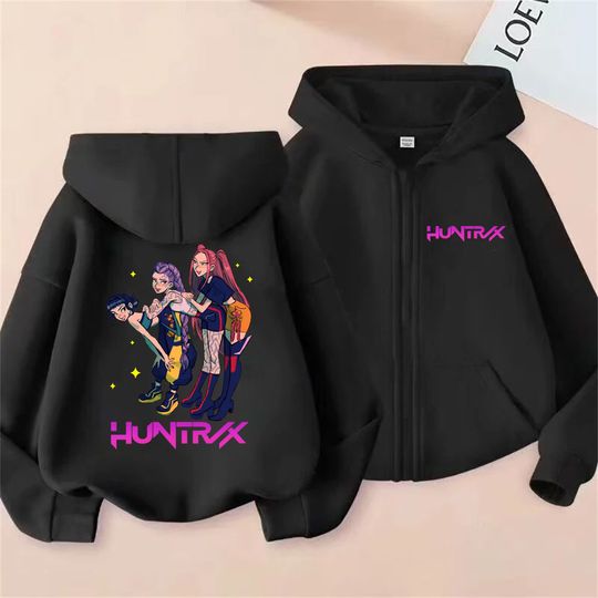 Kpop Demon Hunters Rumi Mira Zoey Double Sided Zip Hoodie Men Women Oversized Jacket Christmas Halloween