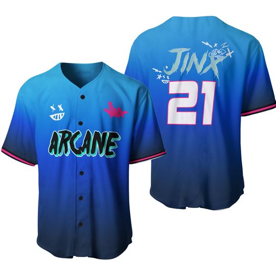 Arcane Jinx League of Legends Baseball Jersey Box Lunch Exclusive Sizes MED, LG