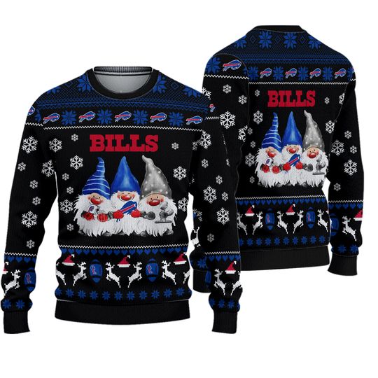 Buffalo Bills Gnomes football Football Ugly Xmas Sweater, Buffalo Bills Merry Xmas