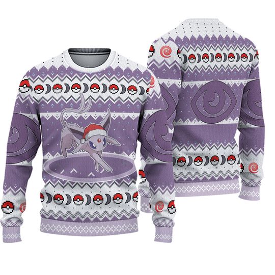 Love Espeon PKM Christmas Sweater, Espeon poket mons Ugly Christmas Sweater