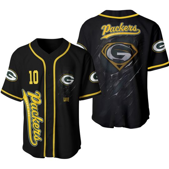 Personalized Green Bay Packers Baseball Jersey, Packers Super Baseball Jersey