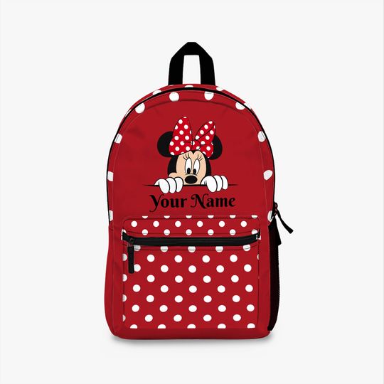 Personalized Minnie Mouse Backpack | Custom Disney Polka Dot School Bag | Minnie Mouse Gift | Kids Backpack | Back to School