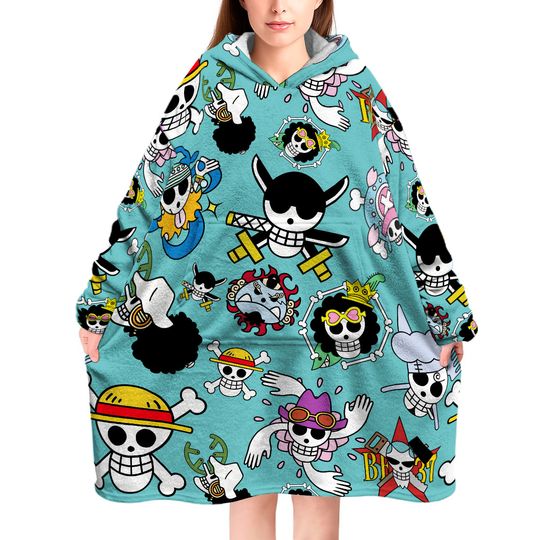 Strawhats Jolly Roger One Piece Pirates Oversized Blanket Hoodie