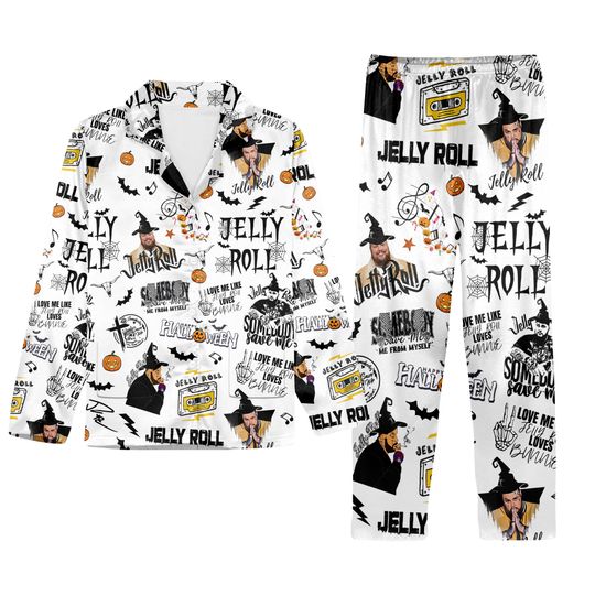 Jelly Roll Save Me From Halloween Polyester Pajamas Set White
