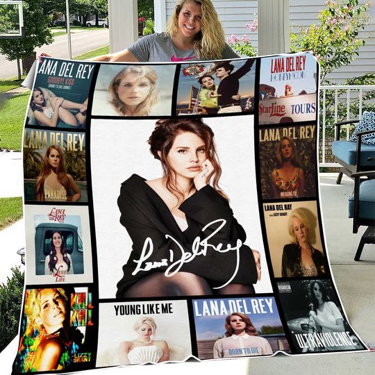 Lana Del Rey Vintage Quilt Blanket, Music-themed Handmade Bedding, Fleece Blanket, Christmas Gift