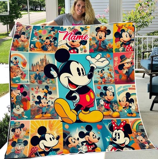 Personalized Name Custom Disney Mickey Fleece Blanket