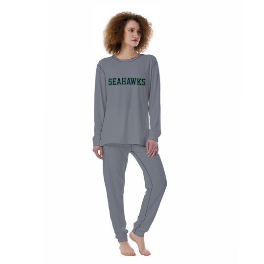 Seahawks Football Pajama Set, Womens Long Sleeve Lounge Wear, Game Day PJs