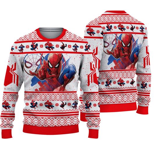 Spider Man Ugly Sweater Shirts For Men And Women, Spiderman Christmas Sweatshirt, Superhero Xmas Sweater, Christmas Gift