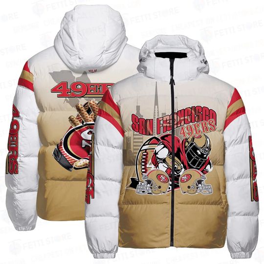 San Francisco 49ers Logo Pattern AOP Unisex Puffer Jacket Down Jacket