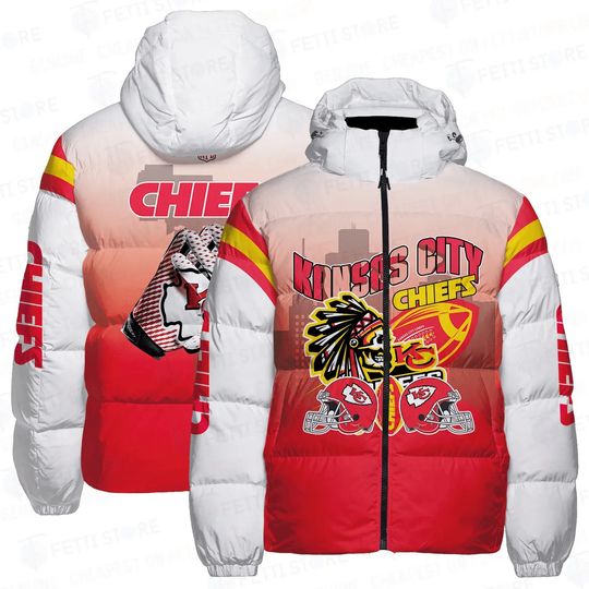Kansas City Chiefs Logo Pattern AOP Unisex Puffer Jacket Down Jacket