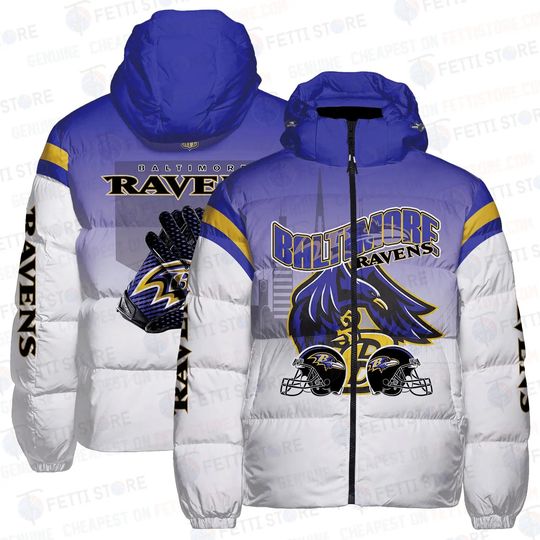 Baltimore Ravens Logo Pattern AOP Unisex Puffer Jacket Down Jacket