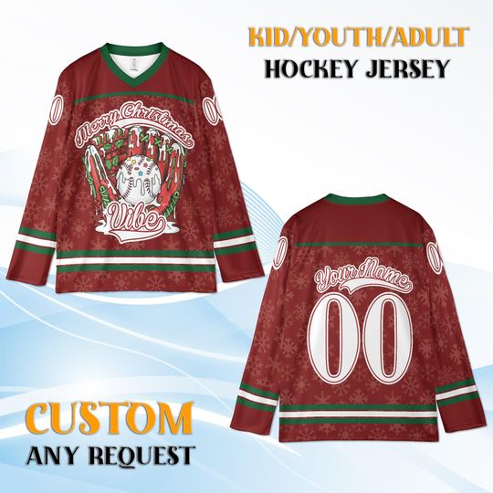 Discover Custom Holiday Hockey Jersey Winter Team Uniform for Kids, Youth, and Adults