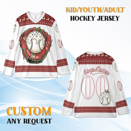 Discover Winter Wonderland Hockey Jersey, Personalized Team Name & Number, Kids Youth Adult Holiday Sports Shirt