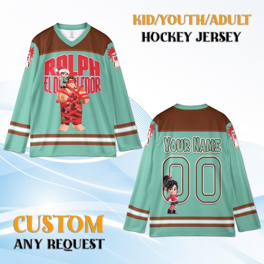 Discover Custom Ralph El Destructor Hockey Jersey  Kids/Youth/Adult, Personalized Name & Number, Wreck-It Ralph Shirt, Vanellope Birthday Outfit