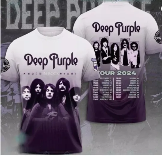Discover Deep Purple In Rock Tour 3D T- shirt Hot GLC061585