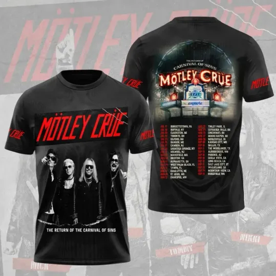 Discover Mötley Crüe Carnival of Sins Tour 2026 3D T-Shirt