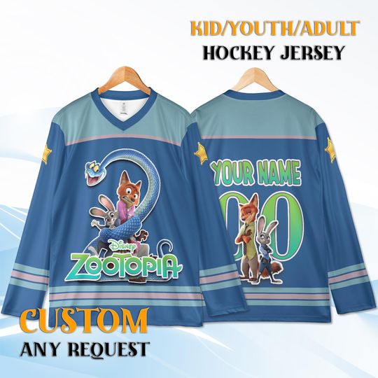 Discover Custom Zootopia Hockey Jersey with Name & Number  Kid/Youth/Adult Personalized Nick And Judy Jersey, Custom Animal City Hockey Shirt