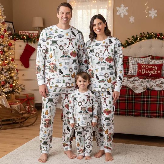 National Lampoon Family Pajamas Set, Griswold Christmas Pajamas, You Serious Clark Holiday Pajamas, Pajamas For Party, Movie Quotes Pjs