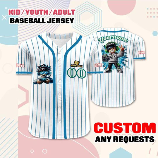 Custom Roblox Baseball Jersey, Personalized Gamer Shirt