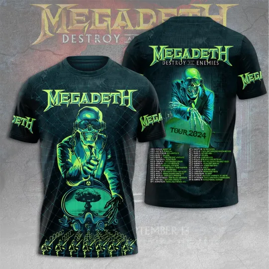 2025  MEGADETH DESTROY ALL ENEMIES TOUR 2024 3D T-SHIRT
