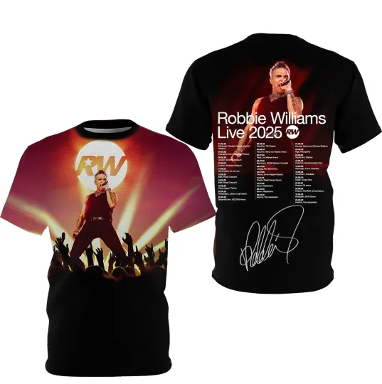 Discover Robbie Williams Live Tour 2025 AOP 3D T-Shirt